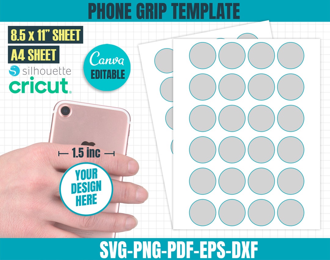 Phone Grip Template, Phone Grip Blank Template, Canva Template, Phone ...