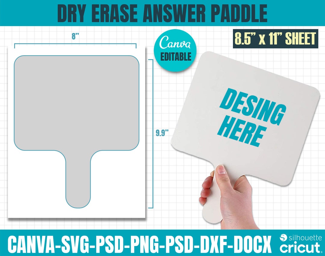 Dry Erase Answer Paddle Template Svg, Blank Paddle Board Template, Fan