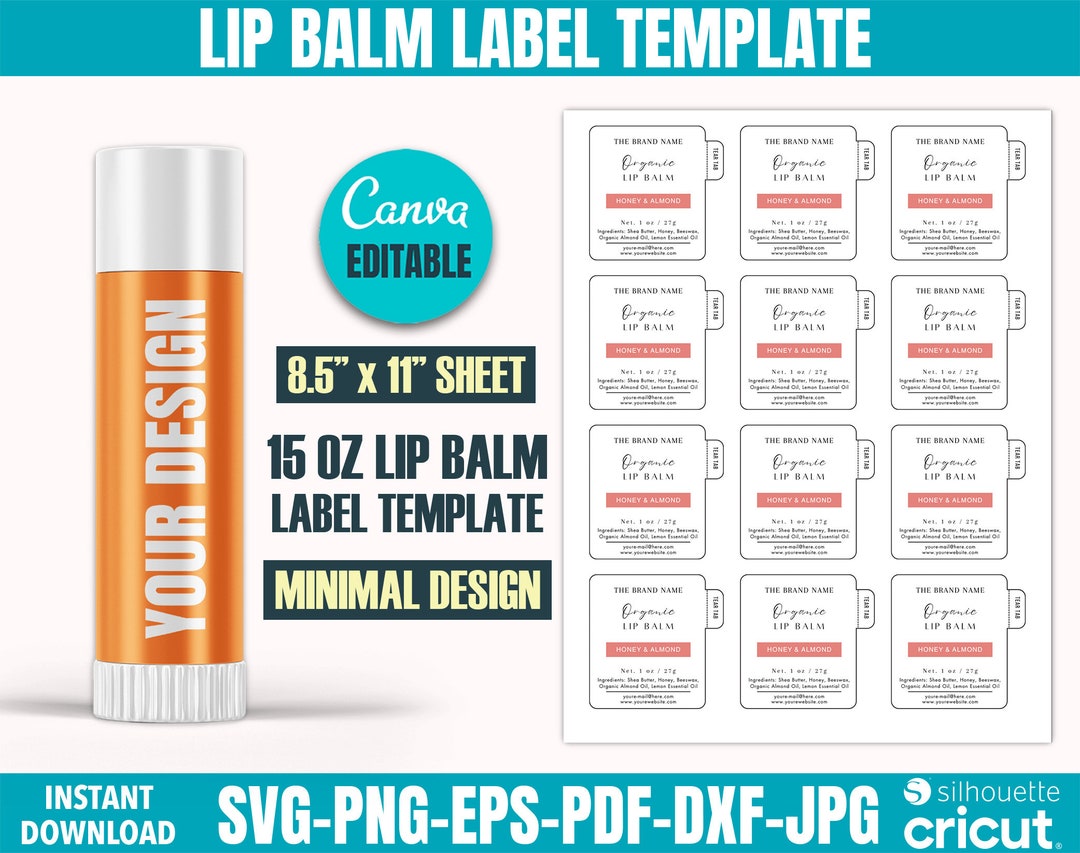 Lip Balm Label Template, Lip Balm Labels, Lip Balm Wrap Packaging