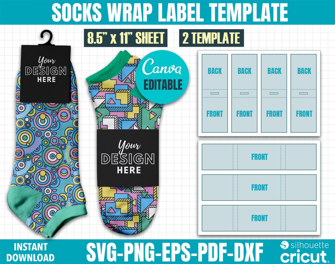 Socks Tag Template, Socks Wrap Label Template, Sock Wrapper Template ...