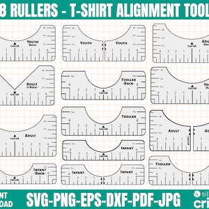 Tshirt Ruler SVG Bundle, T-shirt Alignment Tool DXF, Shirt Placement Guide,  Digital Download 4 Rulers Included 