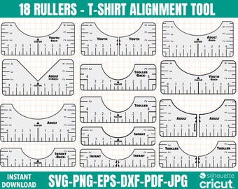 T Shirt Alignment Tool SVG, T-shirt Ruler Guide Printable, T-shirt Ruler  Template PDF, T Shirt Ruler Bundle, Alignment Tool Dxf, Png, Pdf 