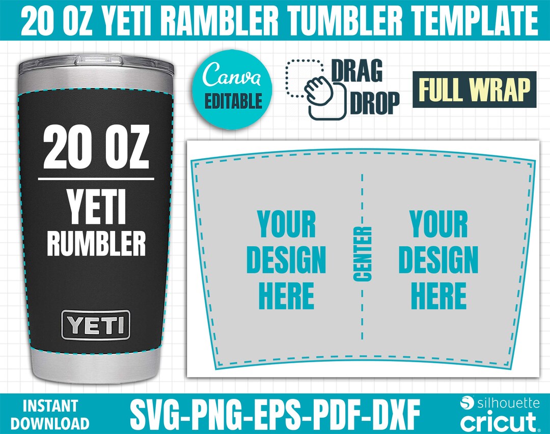 YETI Rambler 30 oz tumbler template Sublimation full wrap