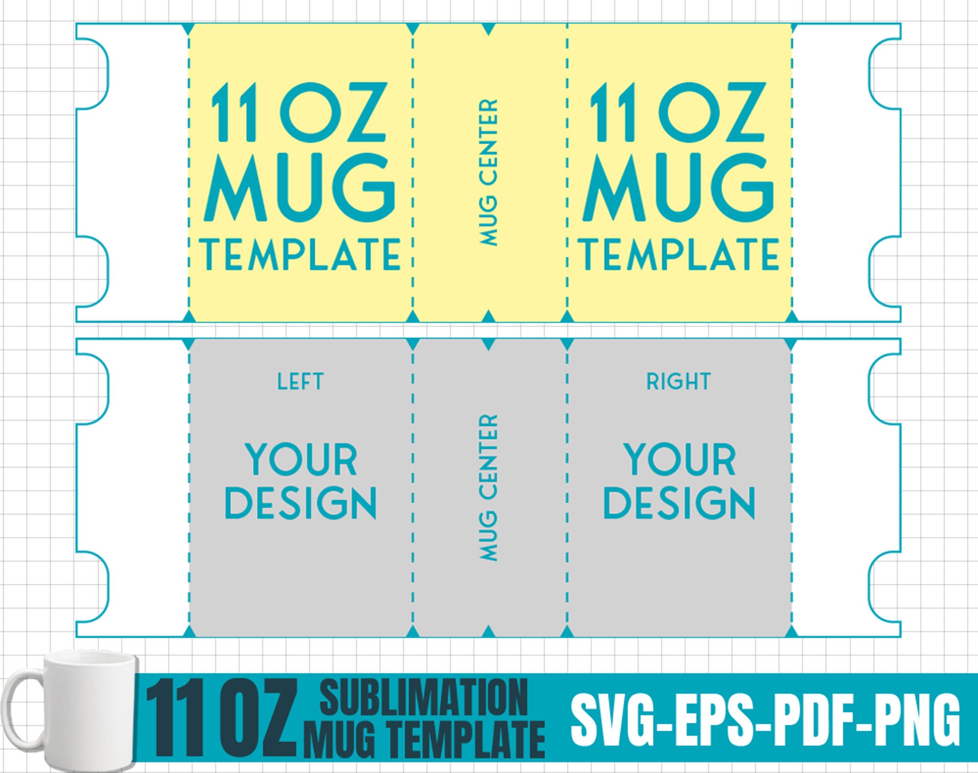 11 Oz Mug Template 11oz Mug Full Sublimation Templates Mug Etsy UK