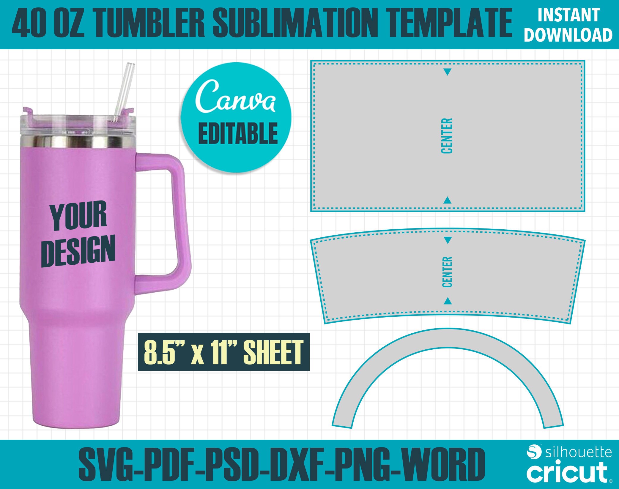 40 Oz Sublimation Tumbler Template 40 Oz Tumbler Template 40 Etsy Espa a