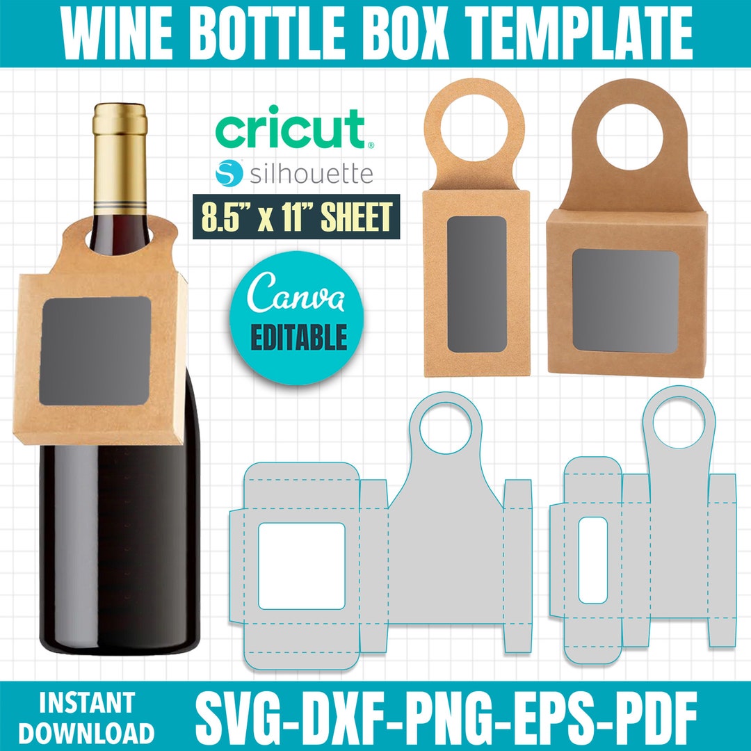 Wine Bottle Box Template, Wine Box Tag Svg, Wine Bottle Box Svg, Wine