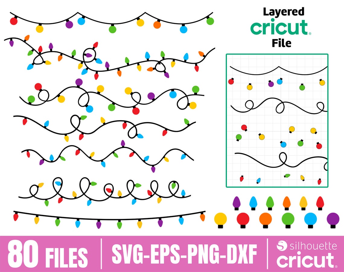 Christmas Lights Svg Merry Christmas Svg Christmas Lights Etsy