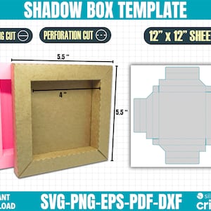 Shadow Box SVG Template Shadow Box Frame Flowers 8x8 SVG Rolled