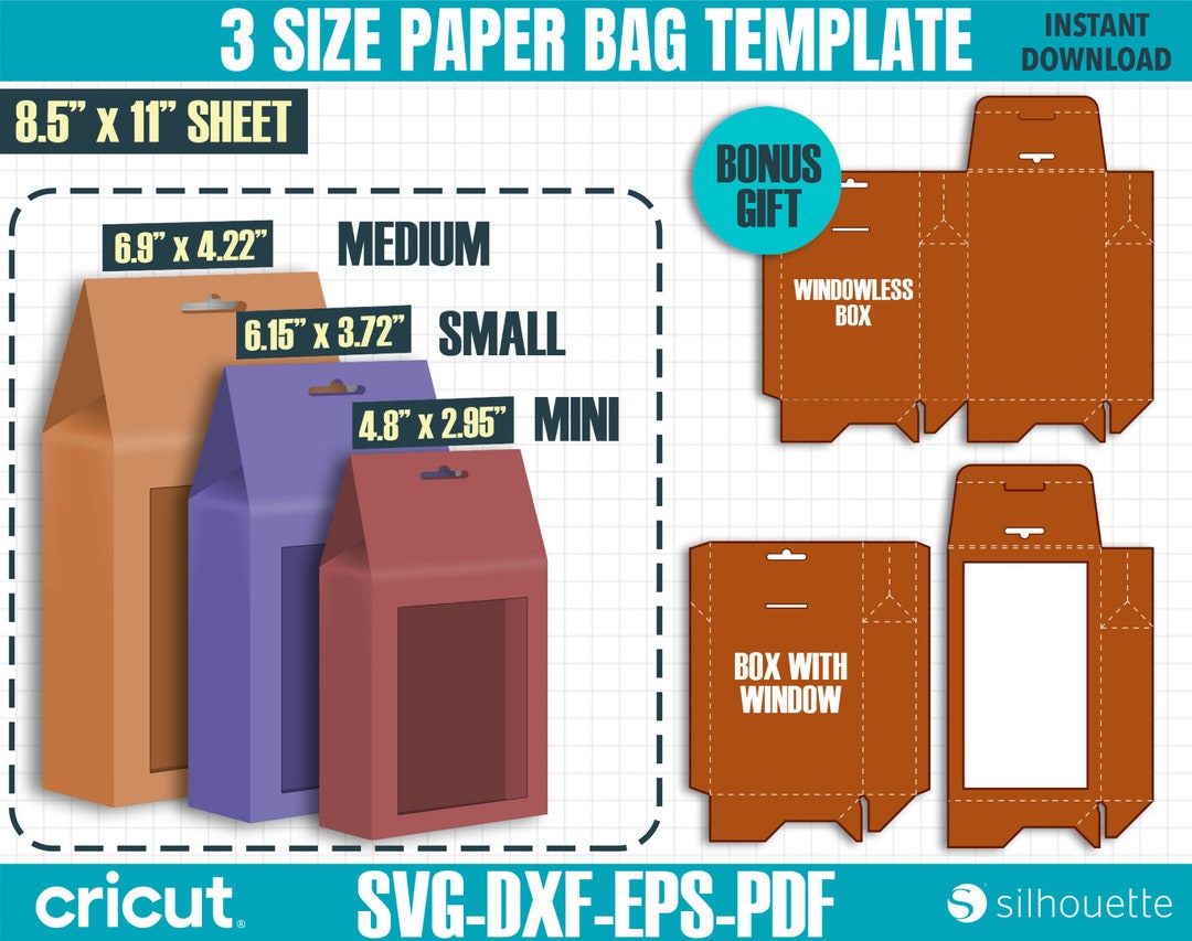 Paper Bag Template Svg, Party Favor Bag, Box Template, Box Svg, Gift