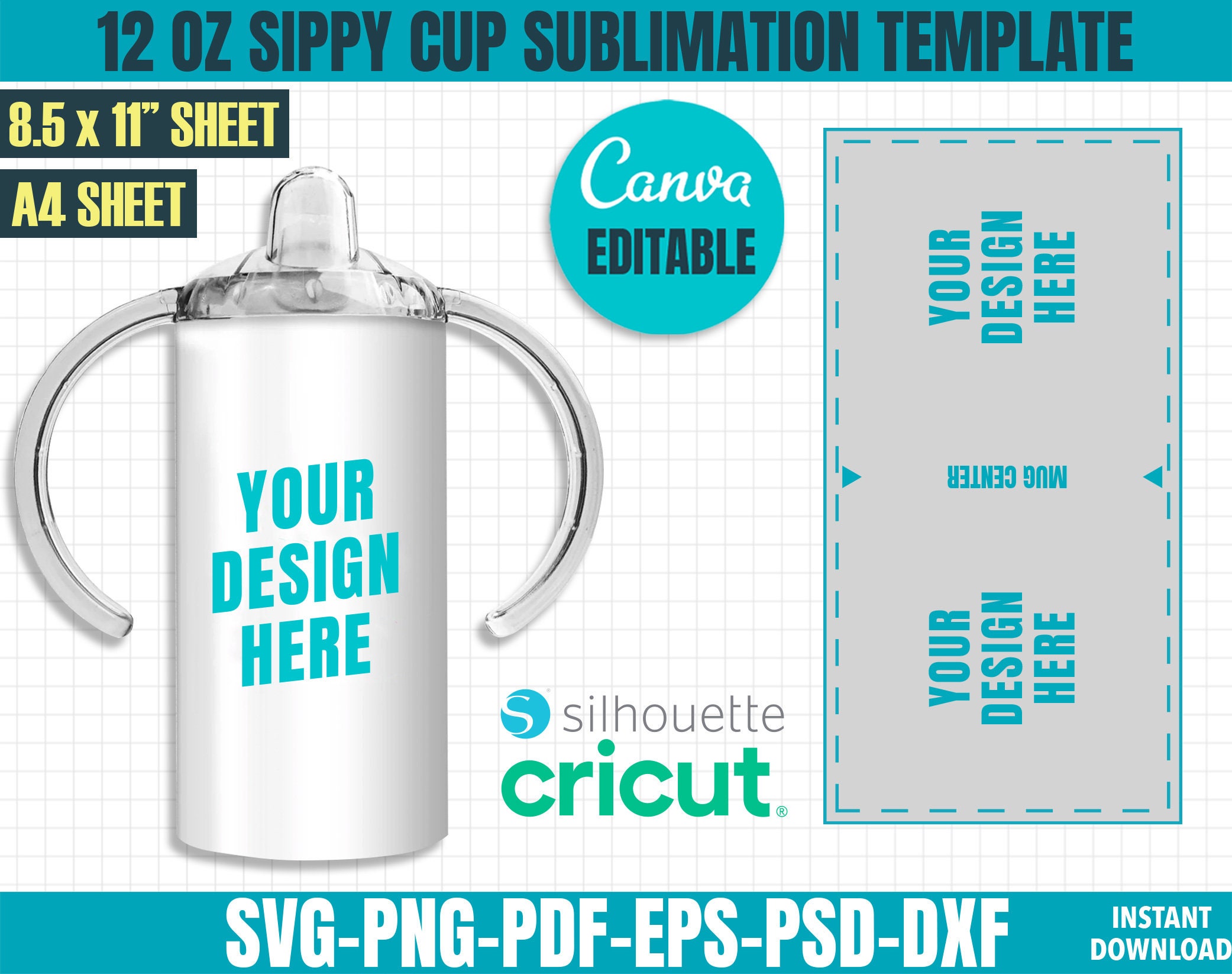 12 Oz Flip Top Kids Tapered Tumbler Template SVG PNG PDF Straight Kids Tumbler  Sublimation Wrap Silhouette Cricut 
