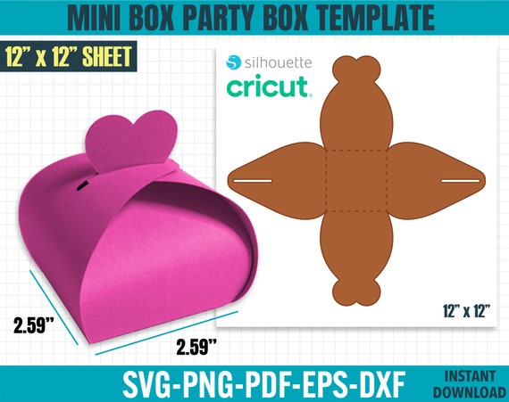 Mini Party Box Template Svg, Gift Box Svg, Box Svg, Party Favor