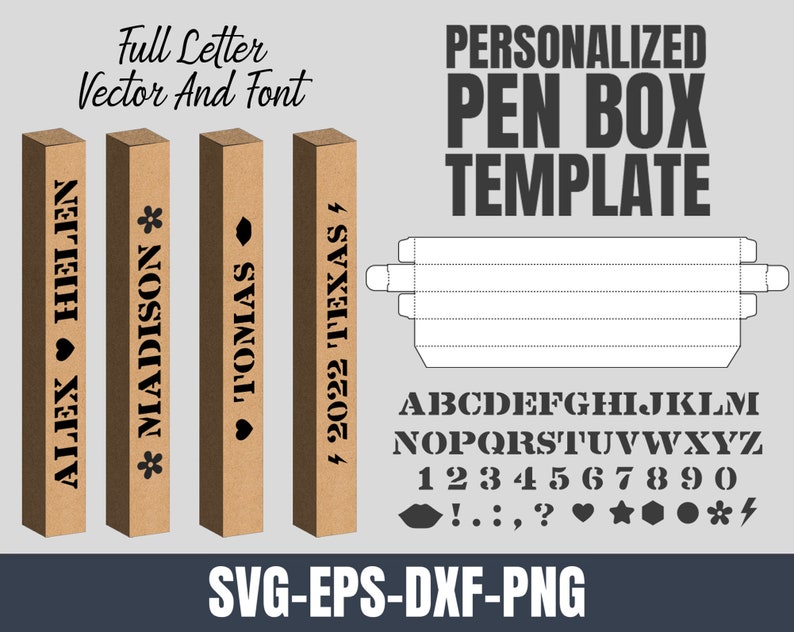 Personalized Pen Box Template Glitter Pen Box Svg Epoxy Pen Etsy