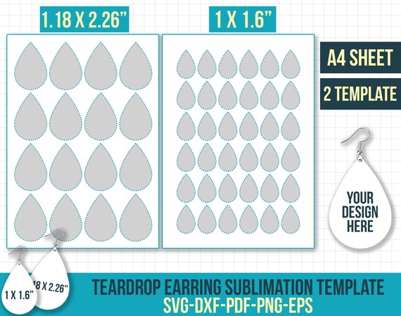 Teardrop Earring Sublimation Template Bundle Sublimation Etsy