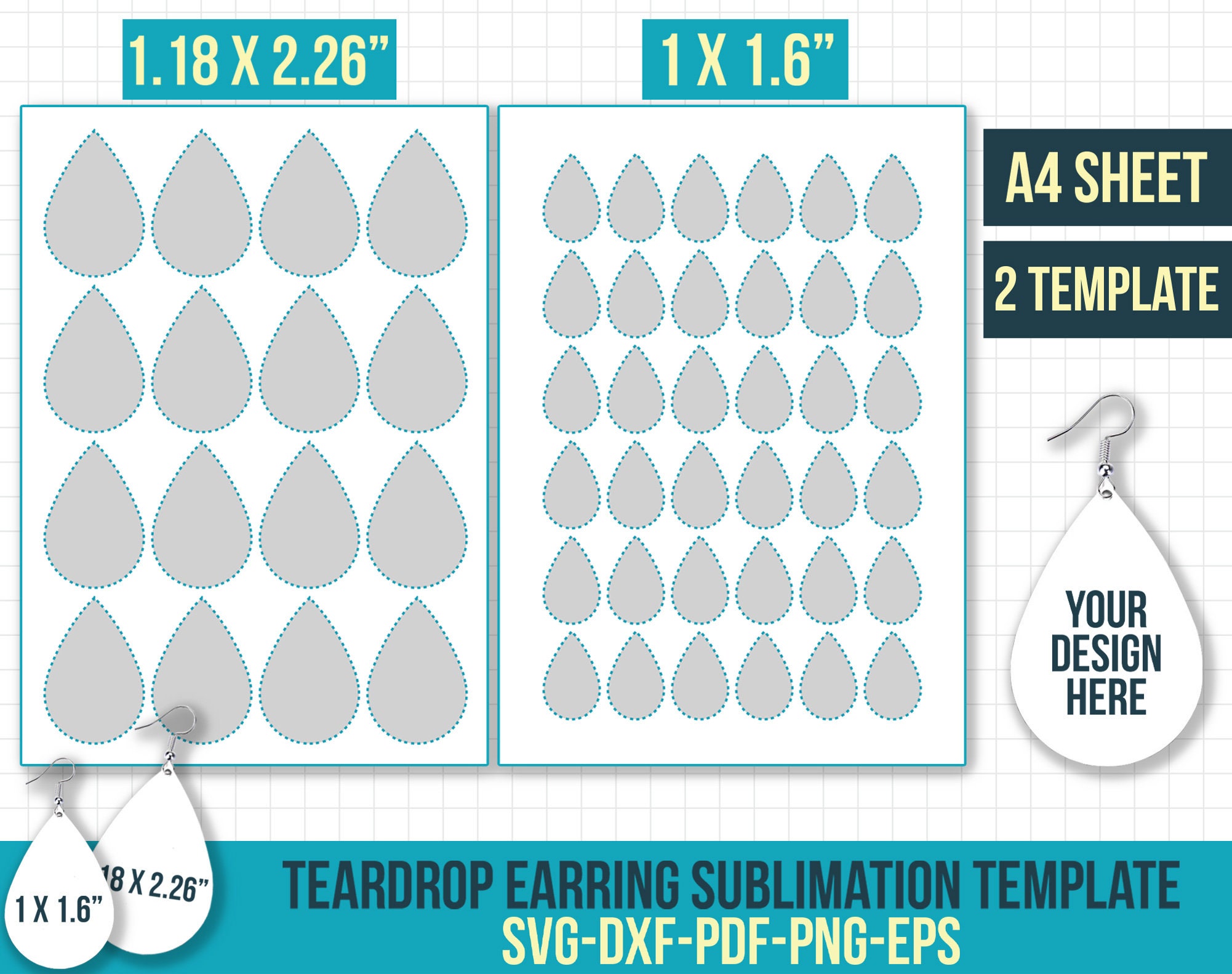 Teardrop Reverse Sublimation Earring Blanks ~ Multiple Sizes – Designodeal