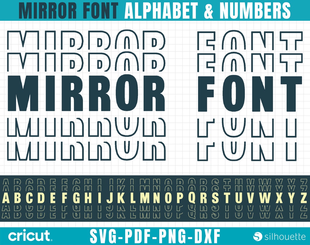 Mirror Font Svg, Mirror Full Numbers & Alphabet Font, Stacked Letters
