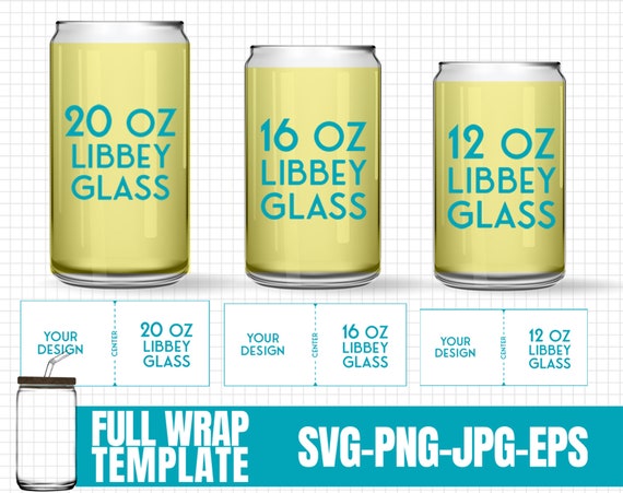 Libbey 16 Oz and 20 Oz Can Glass Wrap Template