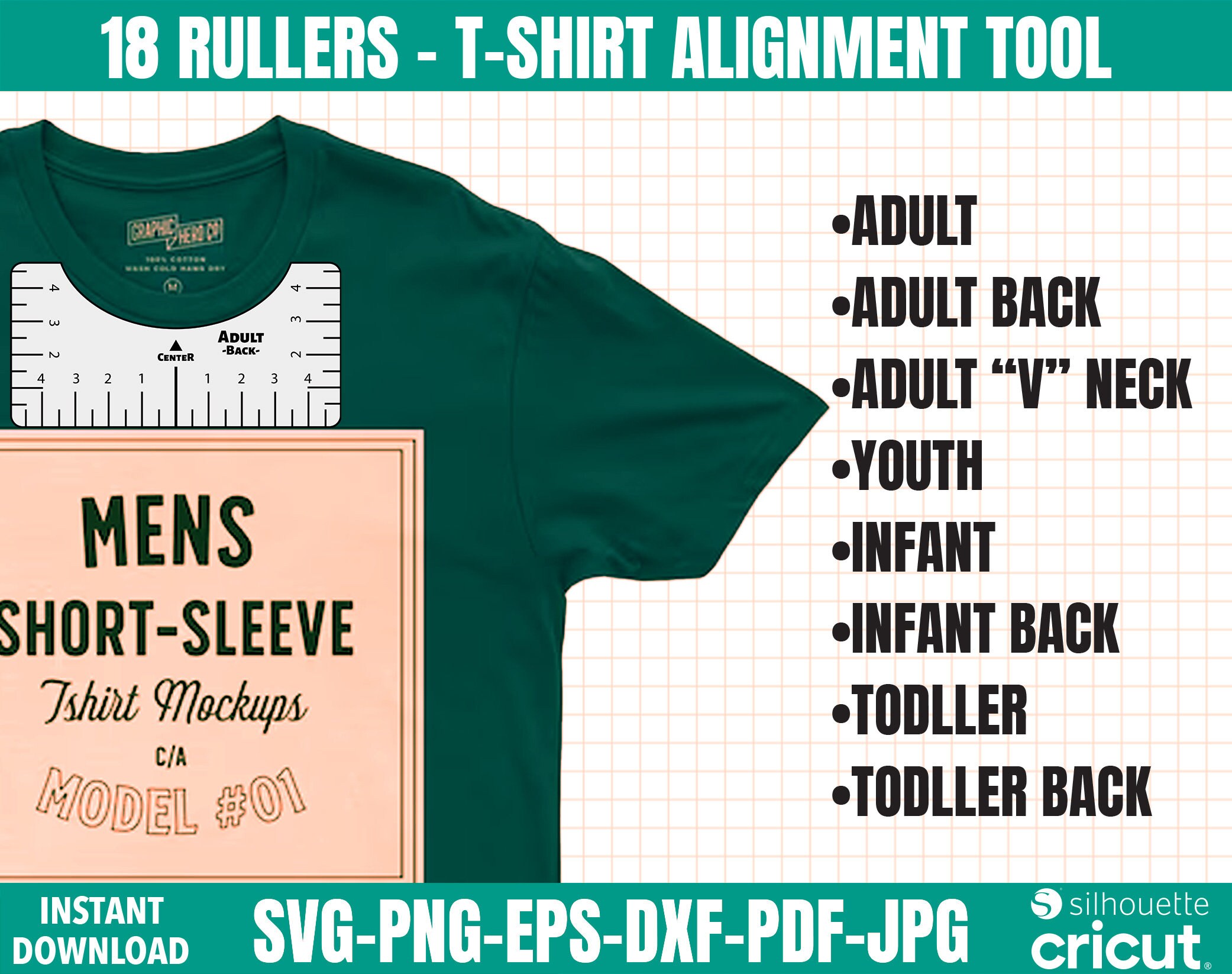 Shirt Placement Ruler SVG V-neck DIY Shirt Ruler T shirt Ruler Template T  shirt Ruler SVG Printable Guide for Cricut, Teesvg