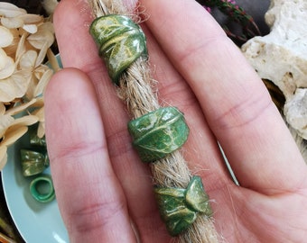 Dreadlock jewelry bead leaf with gold accents