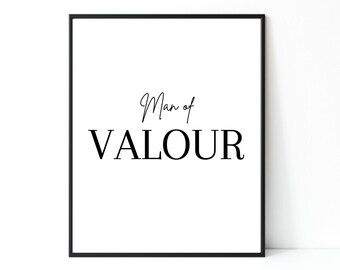 Man Of Valour | Christian Wall Art | Minimalist Art | Modern Home Decor | Digital Download | Christian Typography