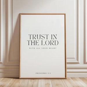 Proverbs 3:5 Trust In The Lord | Bible Verse Printable Wall Art | Christian Wall Decor | Scripture Wall Art | Christian Poster Download