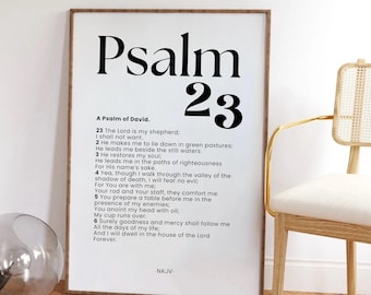 Psalm 23 Scripture Wall Art | The Lord Is My Shepherd | Christian Wall Art | Bible Verse Print | Christian Home Decor | Digital Download