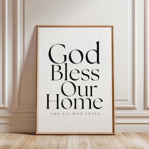 God Bless Our Home | Christian Wall Art | Modern Christian Home Decor | Black And White Wall Art | Christian Poster Printable