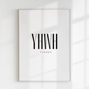 Yahweh Christian Wall Art Print | YHWH Wall Art | Black And White Christian Art Print | Bible Verse Art | Scripture Art | Modern Home Decor