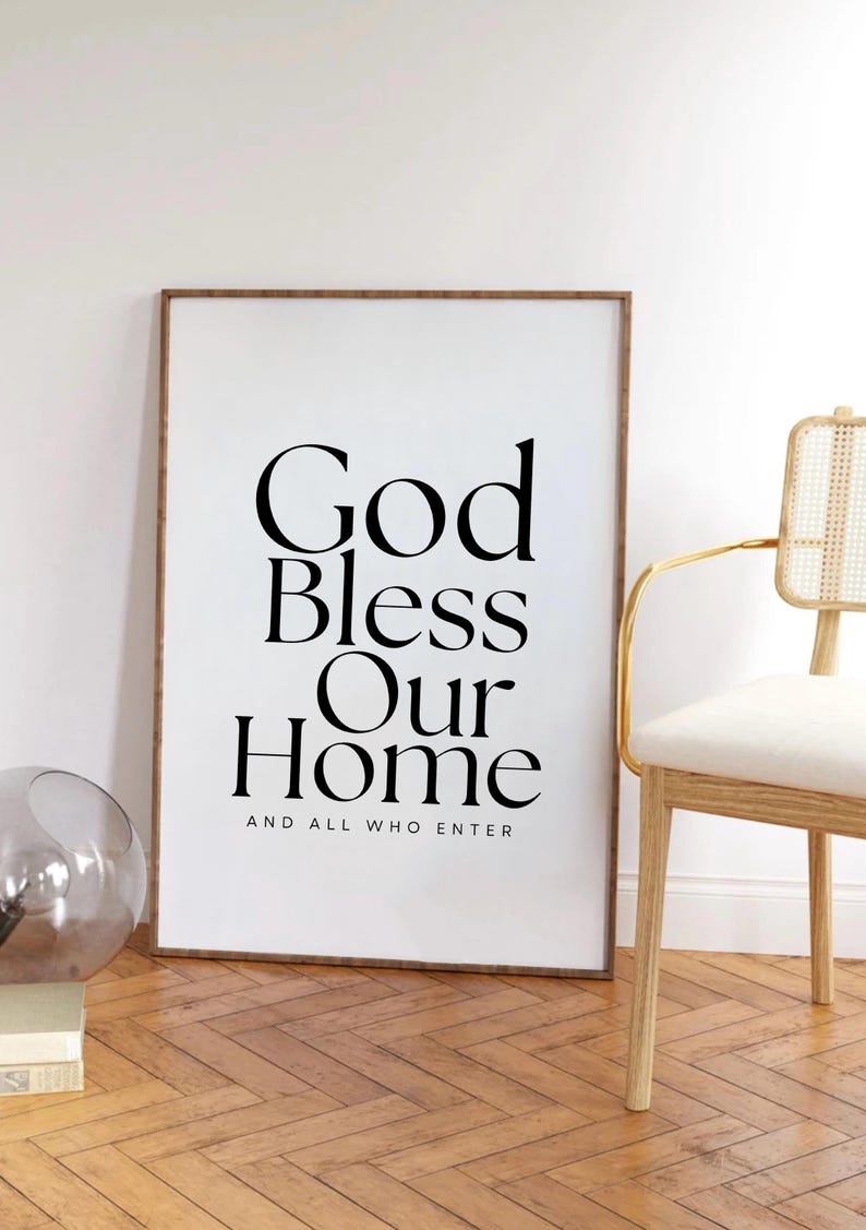 God Bless Our Home Christian Wall Art Modern Christian Home Decor Black