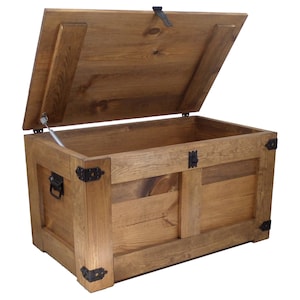 Houten kisttafel met deksel, opbergkist, salontafel, tuinkist, schatkist, speelgoedkist,