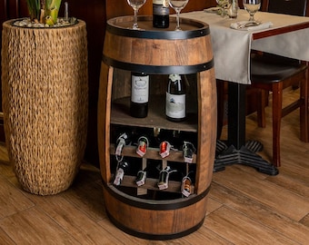 Holzfassschrank, Weinregal mit Ablage