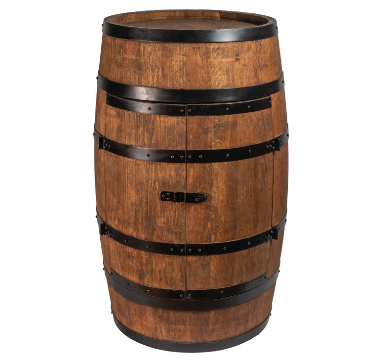 Armoire tonneau en bois avec portes, casier à vin avec étagère, couleur wengé image 2