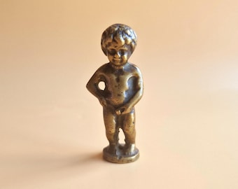 Vintage Belgium Manneken Pis Bronze/Brass Souvenir Statuete, Manneken Pis Figurine 7 cm
