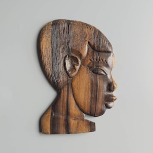 Vintage Wood Hand-Crafted Portrait, Handmade Wall Plaque