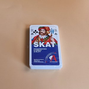 Carte da gioco SKAT vintage 32 pezzi. Disimballato in scatola di plastica, carte da gioco Tarock