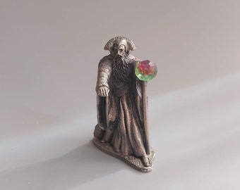 Statuetta vintage da collezione Fantasy e leggenda Merlino autografata da Mark Locker, The Tudor Mint UK