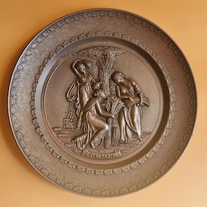Vintage Kossinger German Pewter Wall Plate  KG 8306 Schierling Wandertag Summer, Collectible Wall Decor