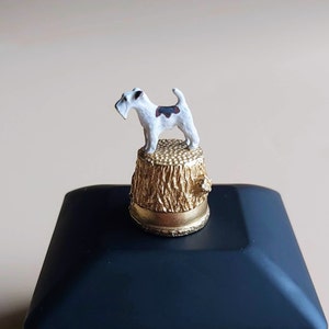 Vintage Collectible McMillan & Wife Pewter Dog Thimble