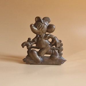 Vintage Collectible Walt Disney Mickey Mouse Brass Napkin Holder, Letter Stand, Mickey Mouse Brass Figurine