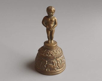 Vintage Belgium Manneken Pis Bronze Bell Souvenir, Antique Manneken Pis Brussels, Rare Belgian Bronze Bell