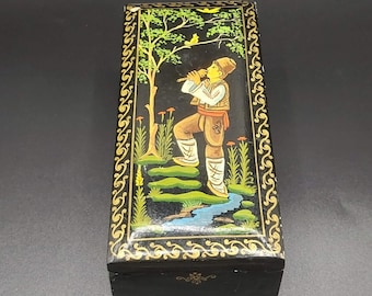 Vintage Lacquer Painted Wooden Box