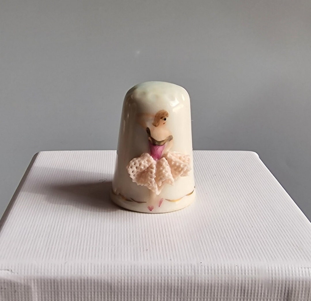 Vintage Rare Irish Dresden Ballerina Thimble, Collectible Porcelain