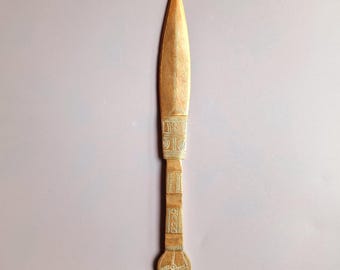 Vintage Handmade Brass Letter Opener: Desk Decor Paper Knife