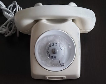 Vintage Beige Swedish Rotary Phone, Desk Phone