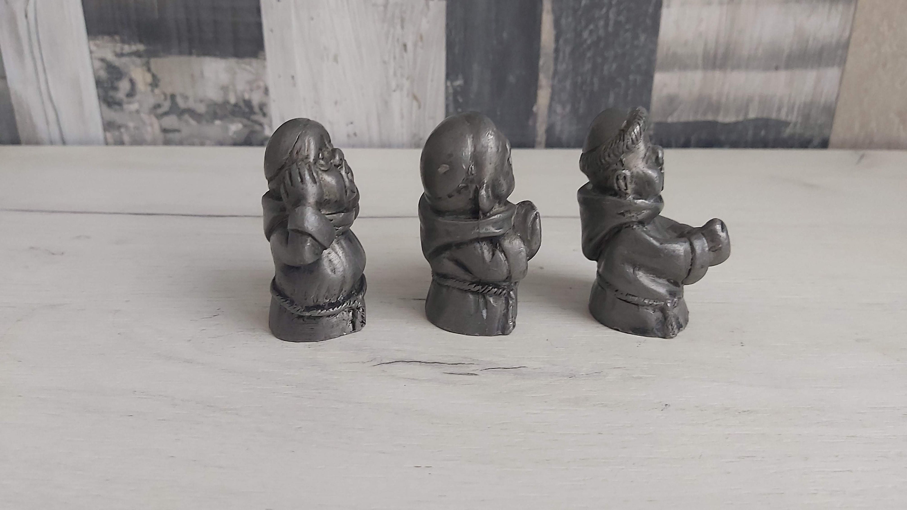Figurines Anciennes En étain Peltro - Made In Italy - Avec Socle En Bois - Lot De 2 Pièces - Occasion