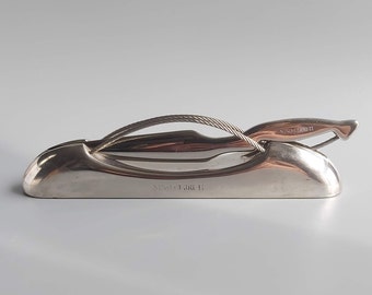 Vintage Designer Silverplated Letter Knife With Holder Marked Nino Cerruti