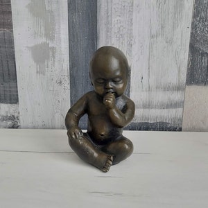 Vintage Mat Wanders Baby Sculpture: PERKEO Bronze Resin Statuette