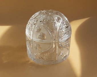 Vintage Massive Crystal Sugar Bowl With Lid, Large Crystal Glass Candy Bowl, Deep Cut Crystal Bonbonniere