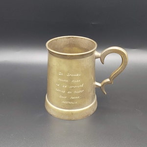 Vintage Solid Brass Beer Mug, Old Metal Cup