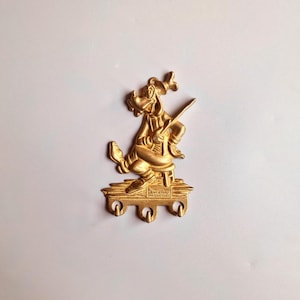 Vintage Goofy Solid Brass Key Holder, Walt Disney Productions Figurine