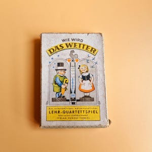 Vintage DDR populair educatief kwartetspel What Will the Weather Be Like, East Germany 1952, 35 kaarten